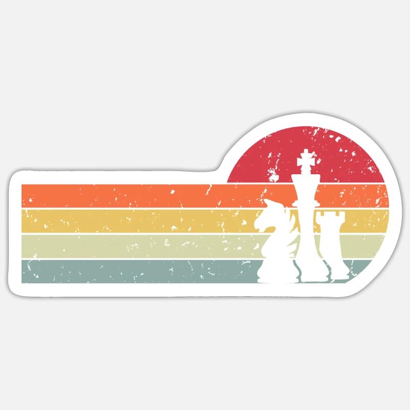 Échecs pièces échec et mat rétro joueurs d'échecs Sticker taille S (10 x 10 cm)