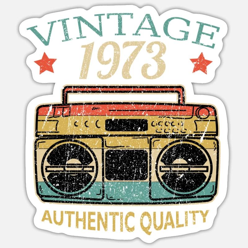 Vintage 1973 Radio Authentic Quality B-Day Gift Sticker size S (10 x 10 cm)
