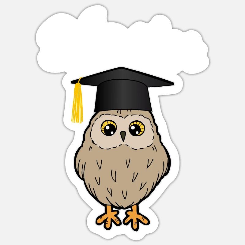 Master Eule Lustig Studium Abschluss Geschenk Sticker Größe S (10 x 10 cm)