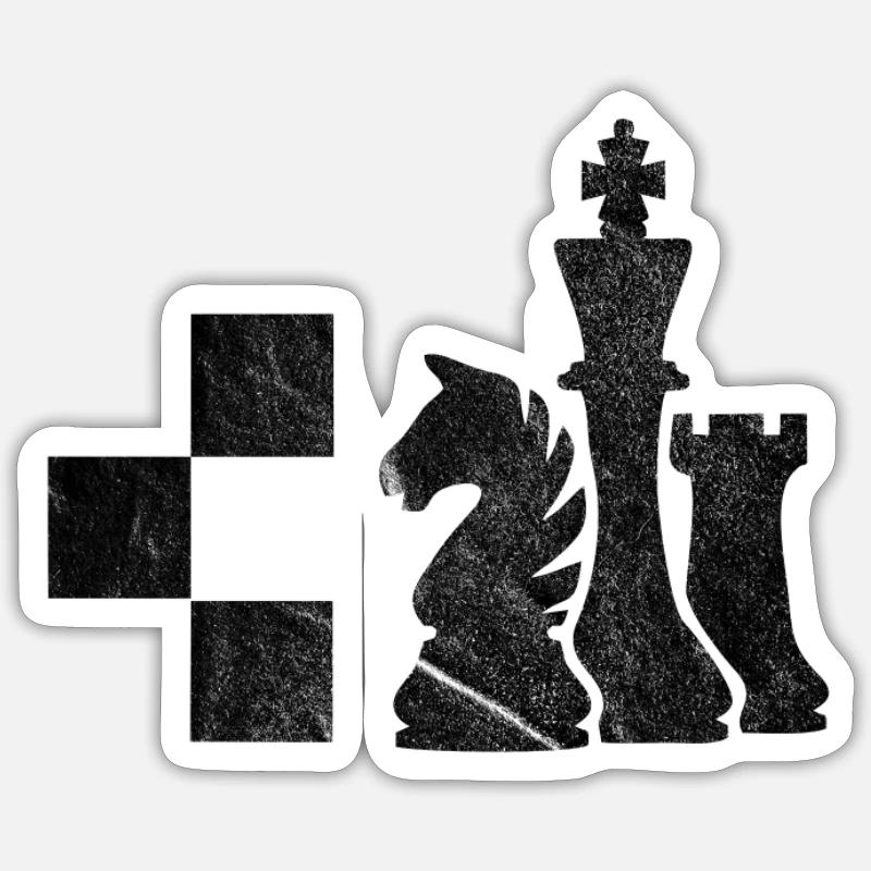 Pièces d'échecs jeu d'échecs joueur d'échecs - Sticker taille S (10 x 10 cm) - blanc mat