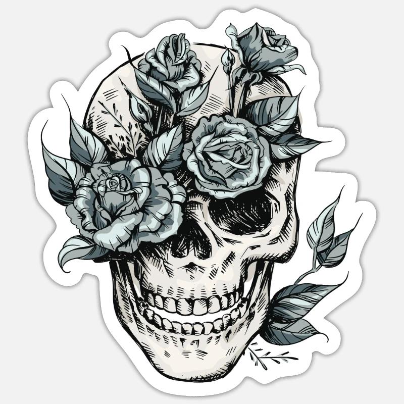 Crâne - Sticker taille S (10 x 10 cm) - blanc mat
