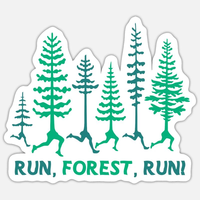 Forest Runner Jogging Funny Tree Pun Sticker size S (10 x 10 cm)
