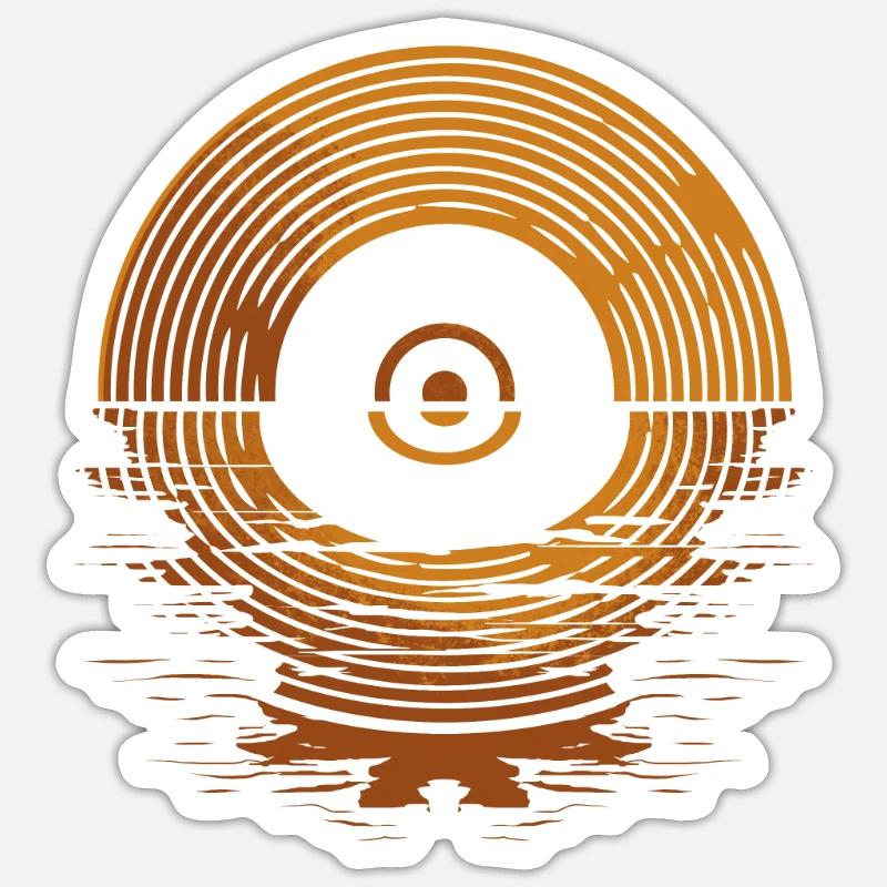 Disque vinyle rétro - Sticker taille S (10 x 10 cm) - blanc mat