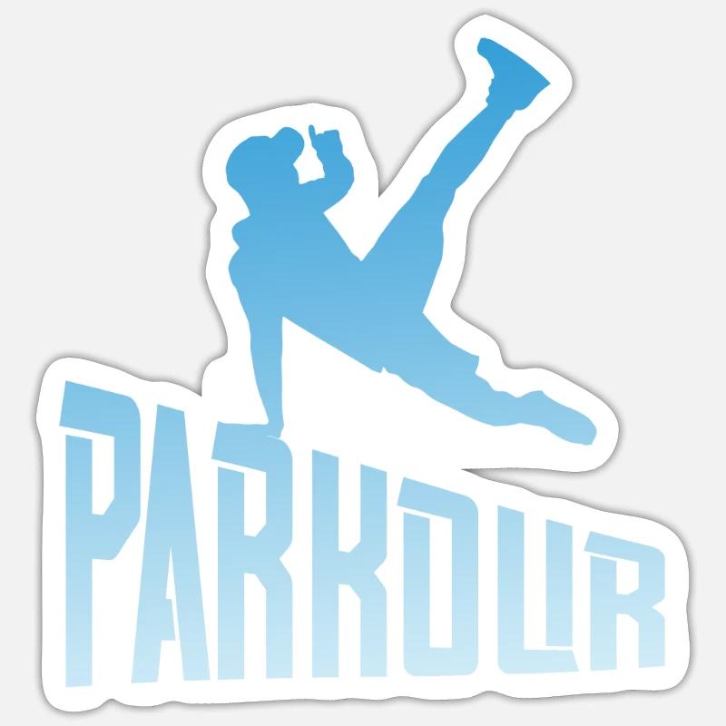 Athlète de course libre de Parkour Freerunner - Sticker taille S (10 x 10 cm) - blanc mat