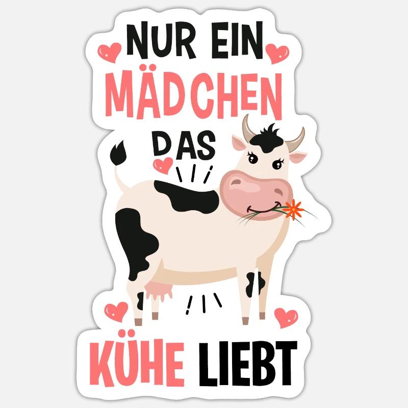 Kühe Mädchen - Sticker Größe S (10 x 10 cm) - Mattweiß