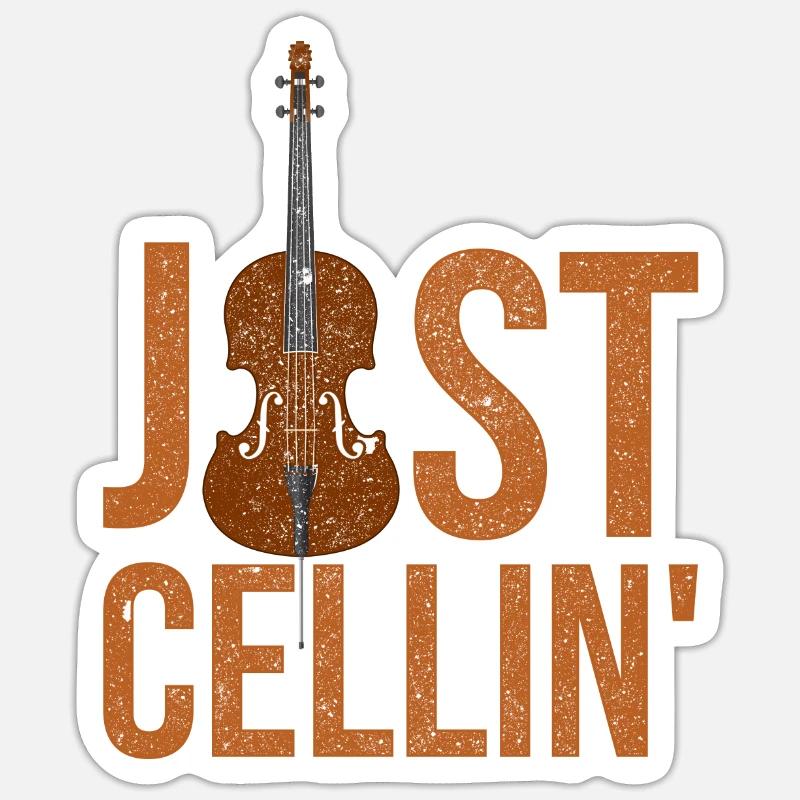 Cello cello player - Sticker size S (10 x 10 cm) - white matte