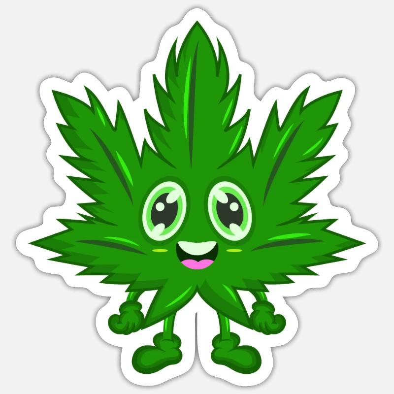 Cannabis comic hemp leaf Sticker size S (10 x 10 cm)