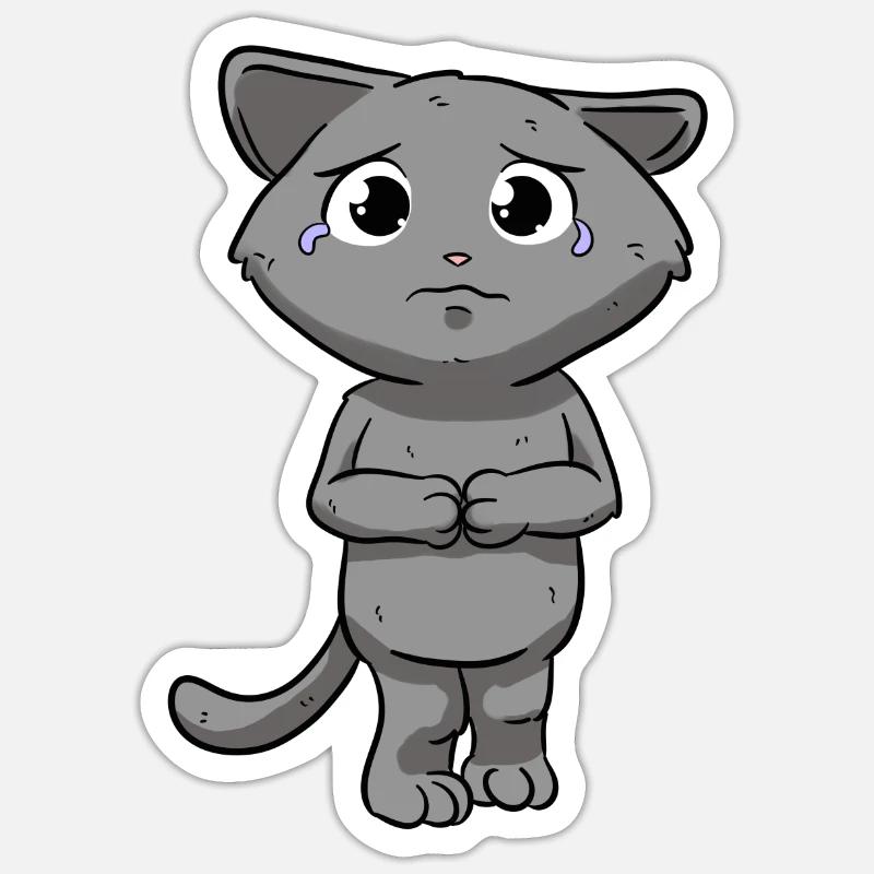 Sad cat - Sticker size S (10 x 10 cm) - white matte