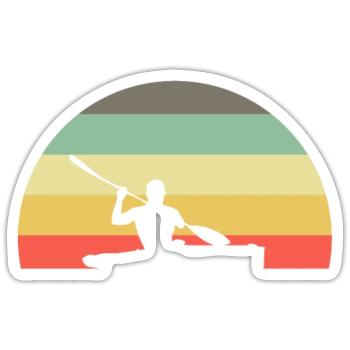 Retro Kajak Kayak Kajaker - Sticker Größe S (10 x 10 cm) - Mattweiß - Vorne