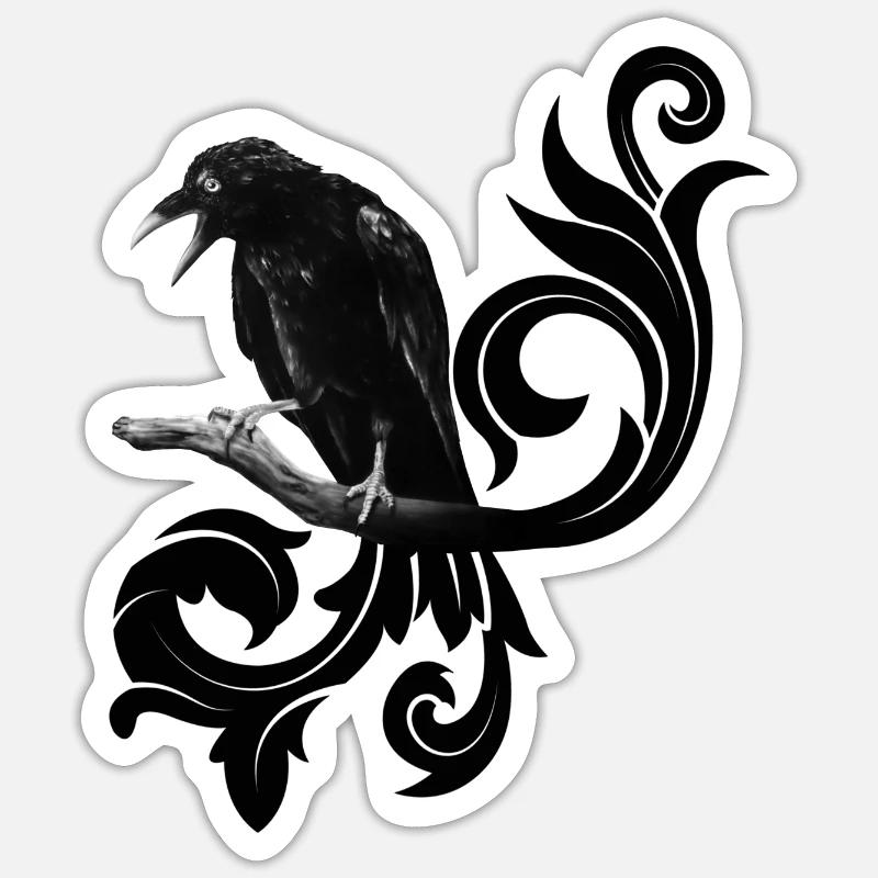 Corbeau - Sticker taille S (10 x 10 cm) - blanc mat