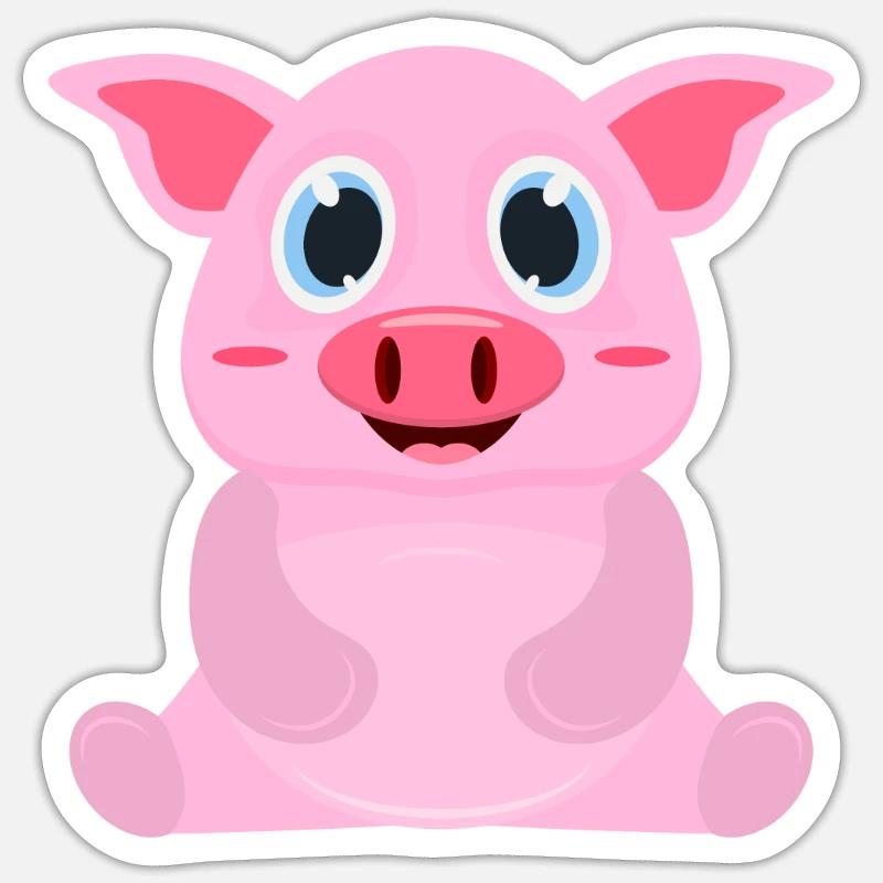Schwein Comic - Sticker Größe S (10 x 10 cm) - Mattweiß