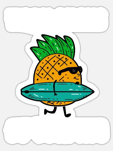 Work sucks go surfing - Ananas Surfer - Sticker Größe S (10 x 10 cm) - Mattweiß