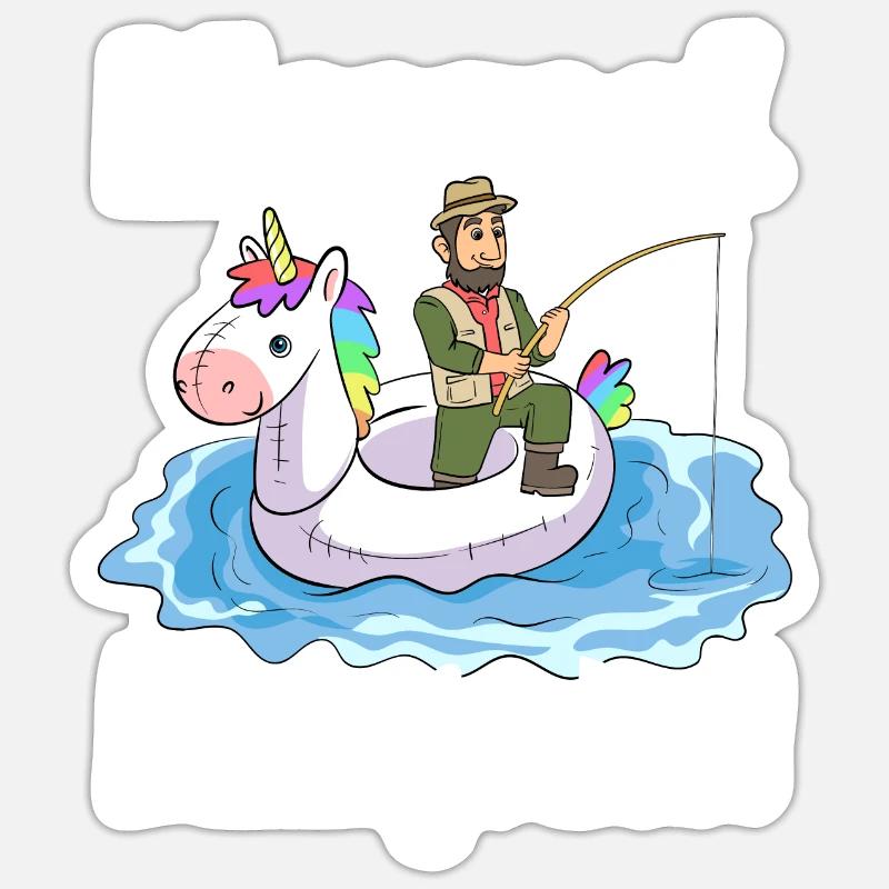 Normal Kann Jeder - Angeln Einhorn Gummiboot - Sticker Größe S (10 x 10 cm) - Mattweiß