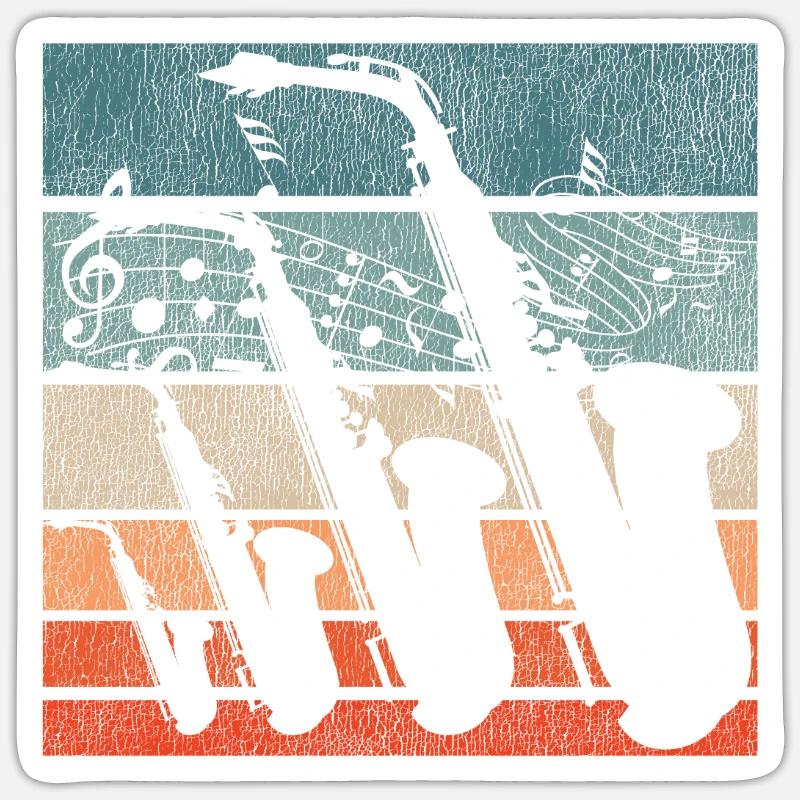 Saxophoniste cadeau - Sticker taille S (10 x 10 cm) - blanc mat