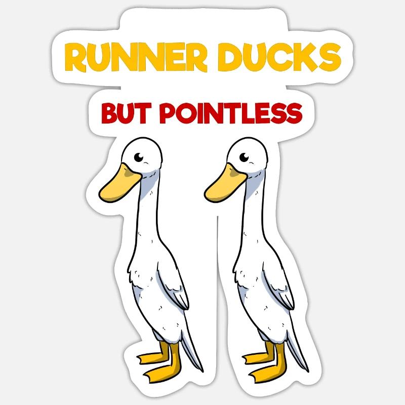 Running duck - Sticker size S (10 x 10 cm) - white matte