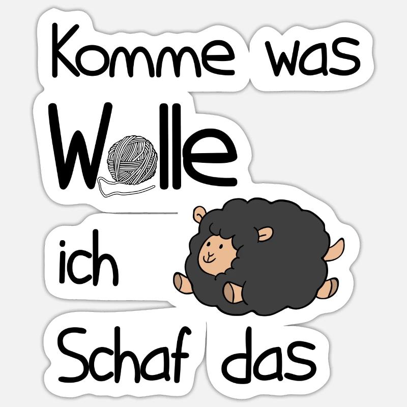 Stricken Damen Tshirt Schäfchen Geschenkidee Sticker Größe S (10 x 10 cm)