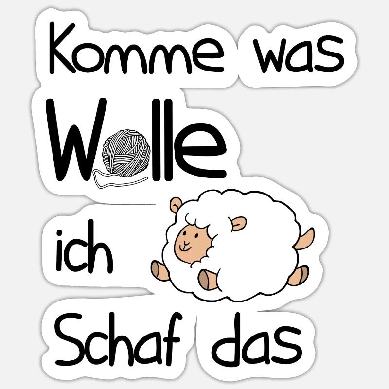 Stricken Damen Tshirt Schäfchen Geschenkidee - Sticker Größe S (10 x 10 cm) - Mattweiß