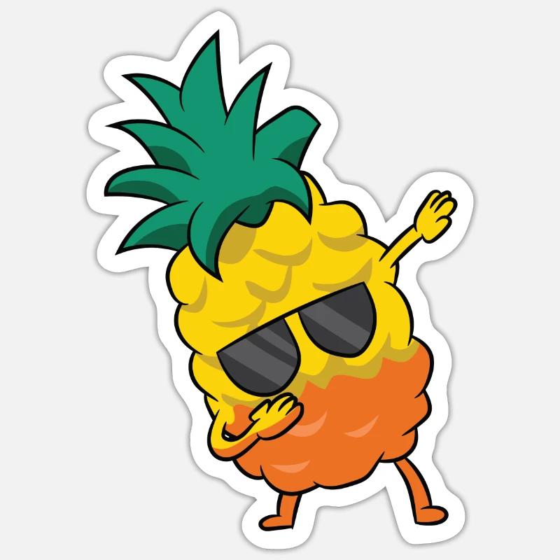 Pineapple Fruit Dabbing Pineapple - Sticker size S (10 x 10 cm) - white matte
