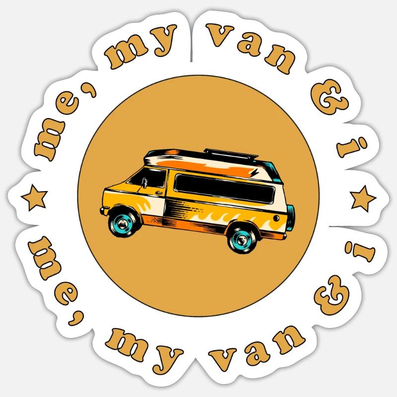 Me, My Van And I, Retro Van, Patch, Camper - Sticker Größe S (10 x 10 cm) - Mattweiß