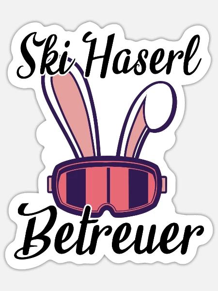 Ski Haserl Betreuer - Sticker Größe S (10 x 10 cm) - Mattweiß