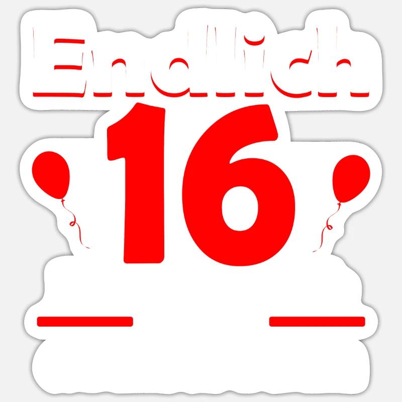 Endlich 16 Erwachsen werden Geburtstag Geschenk - Sticker Größe S (10 x 10 cm) - Mattweiß