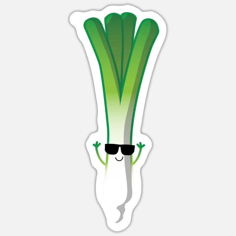 Leeks with sunglasses - Sticker size S (10 x 10 cm) - white matte