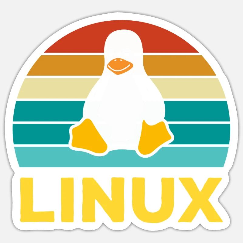 Linux Retro Vintage Geek Style Informatiker - Sticker størrelse S (10 x 10 cm) - mat hvid