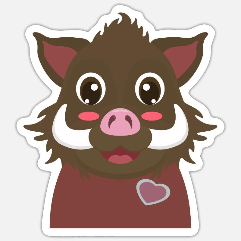 Wild boar comic - Sticker size S (10 x 10 cm) - white matte