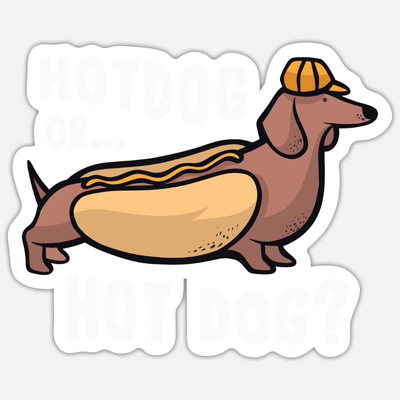 Hotdog oder Hot Dog - Lustiges Wurstgeschenk Sticker Größe S (10 x 10 cm)
