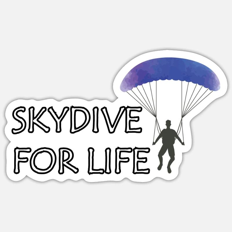 Parachutisme - Sticker taille S (10 x 10 cm) - blanc mat