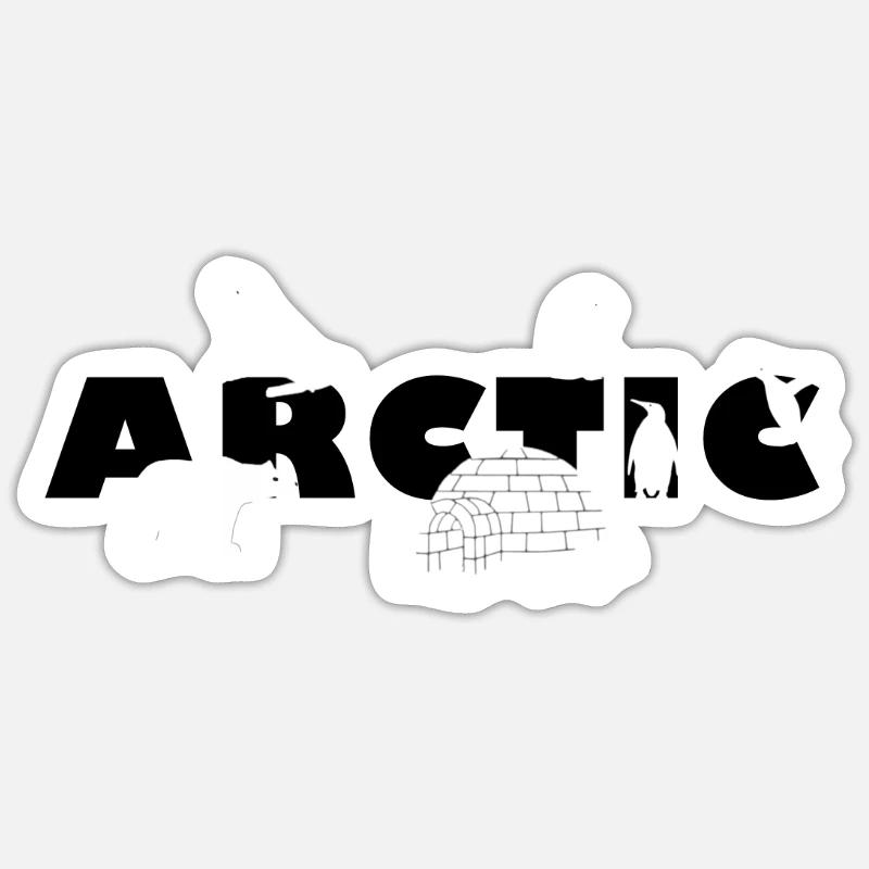 Arktis Design ARCTIC mit Iglu Eisbär Robbe Pinguin - Sticker Größe S (10 x 10 cm) - Mattweiß