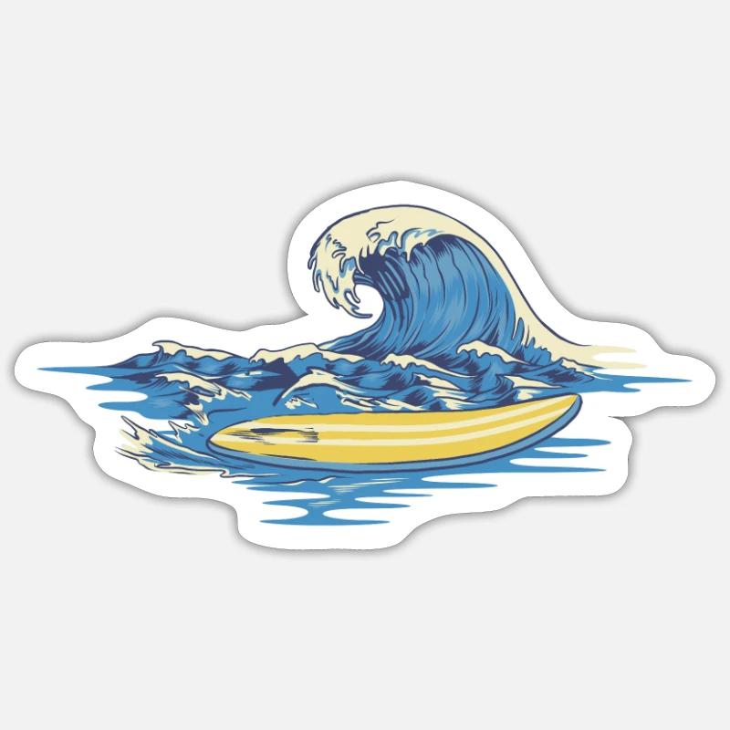 Surf surf - Sticker taille S (10 x 10 cm) - blanc mat
