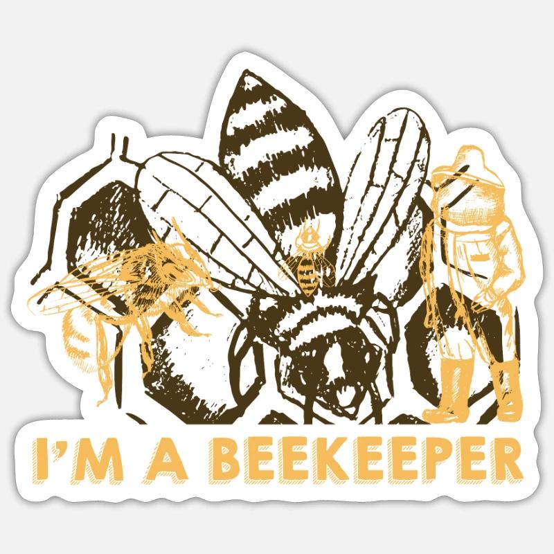 Ich bin ein Imker und Beekeeper - Sticker Größe S (10 x 10 cm) - Mattweiß