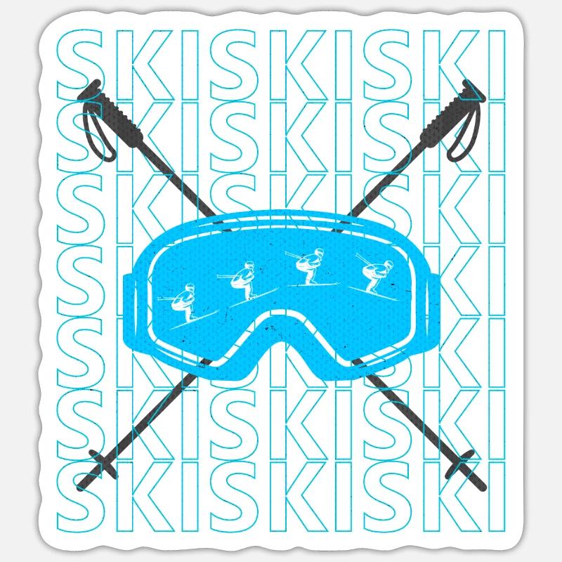 Ski ski goggles skiing - Sticker size S (10 x 10 cm) - white matte