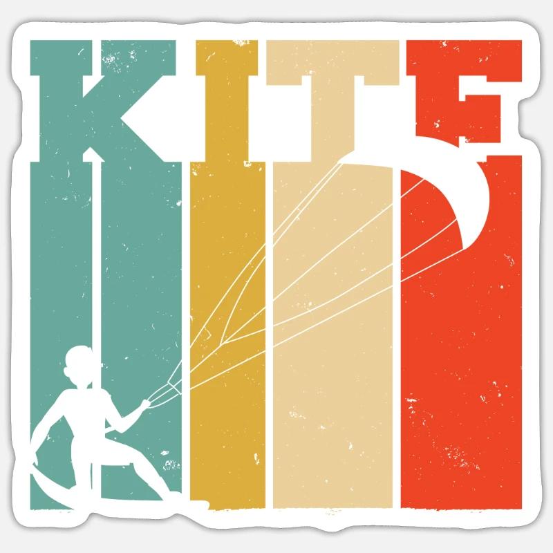 Kite kite kitesurf board kiter surf cadeau - Sticker taille S (10 x 10 cm) - blanc mat