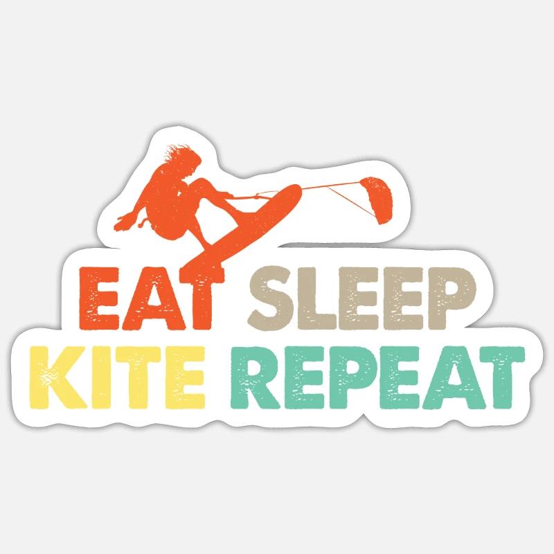 Kite Surfing Kiting Eating Repeat Fun Gift - Sticker size S (10 x 10 cm) - white matte