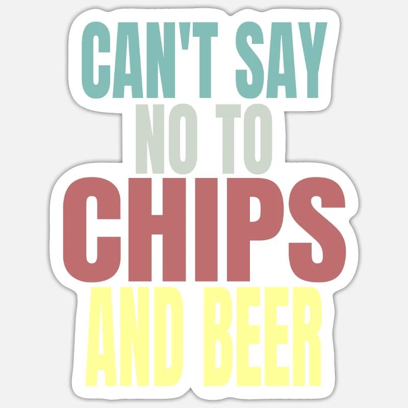 Chips and beer - Sticker size S (10 x 10 cm) - white matte