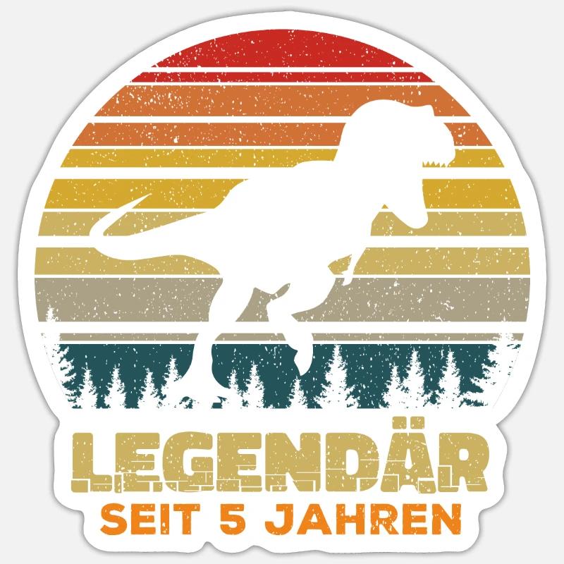 5. Geburtstag Dinosaurier T-Rex Junge Geschenk Sticker Größe S (10 x 10 cm)