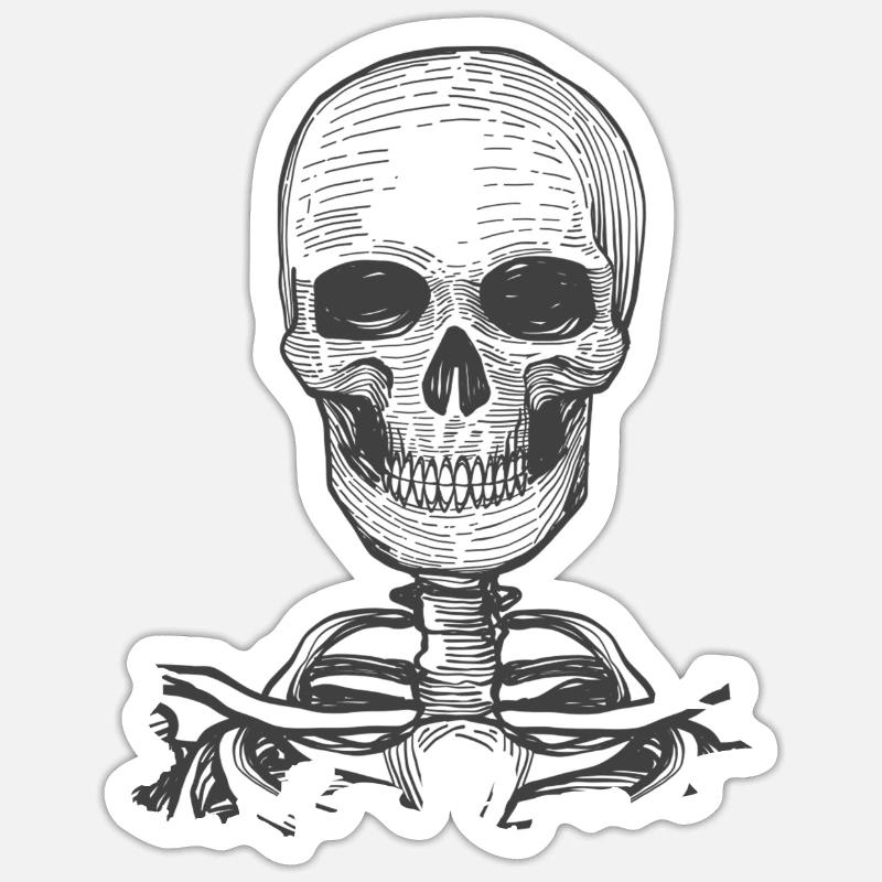 Skeleton skull with bones - Sticker size S (10 x 10 cm) - white matte