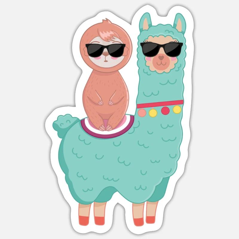 Sloth llama - Sticker size S (10 x 10 cm) - white matte