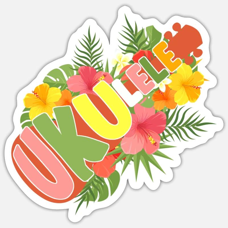 Uke ukulele - Sticker size S (10 x 10 cm) - white matte