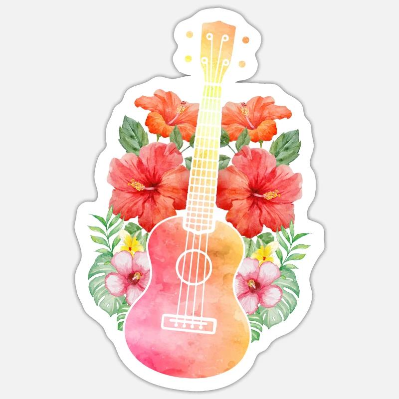Uke ukulele - Sticker size S (10 x 10 cm) - white matte