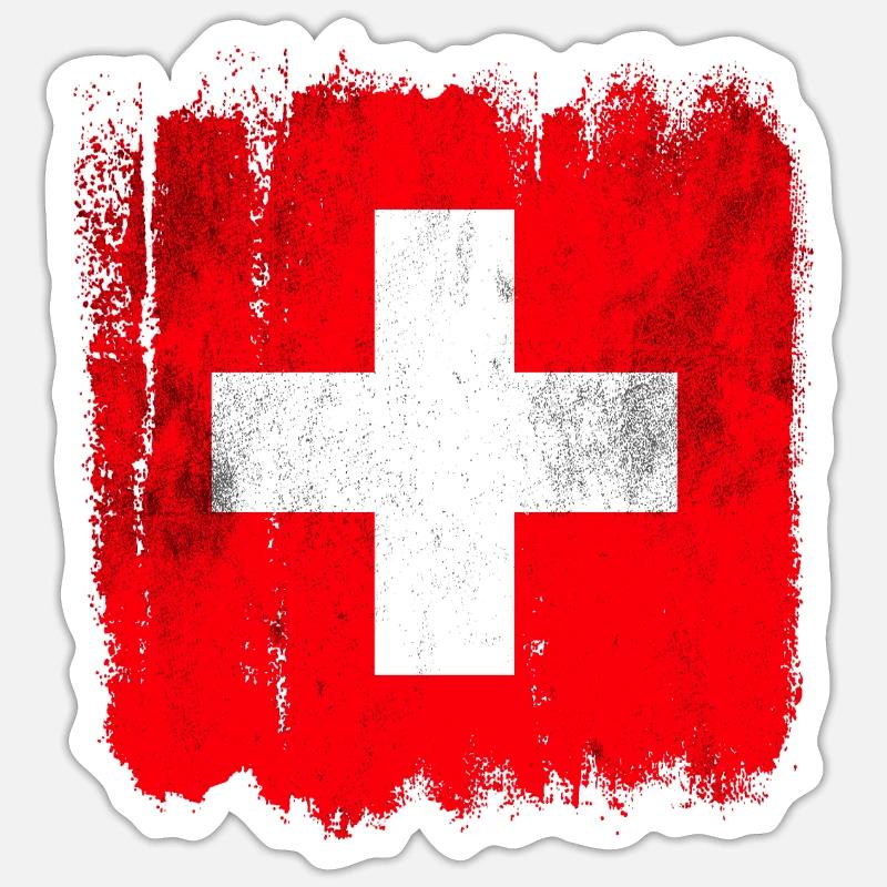 Suisse Drapeau - Sticker taille S (10 x 10 cm) - blanc mat