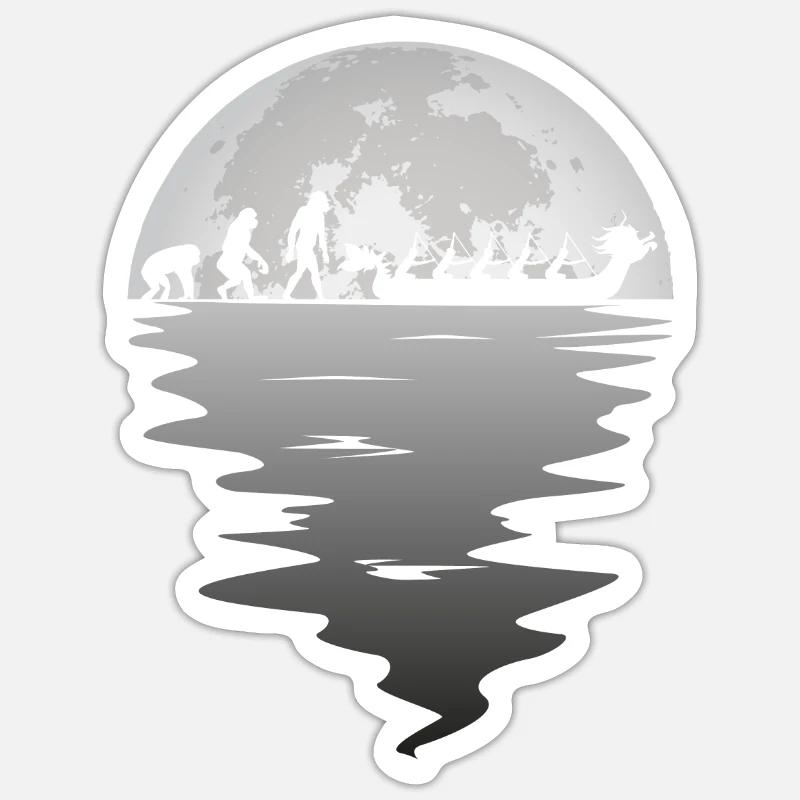 Drachenboot Mond Paddel Paddler Team Evolution Sticker Größe S (10 x 10 cm)