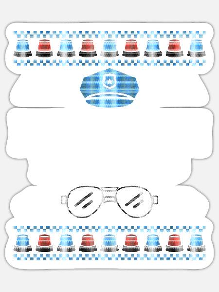 Police Navidad Ugly Christmas Sweater - Sticker Größe S (10 x 10 cm) - Mattweiß