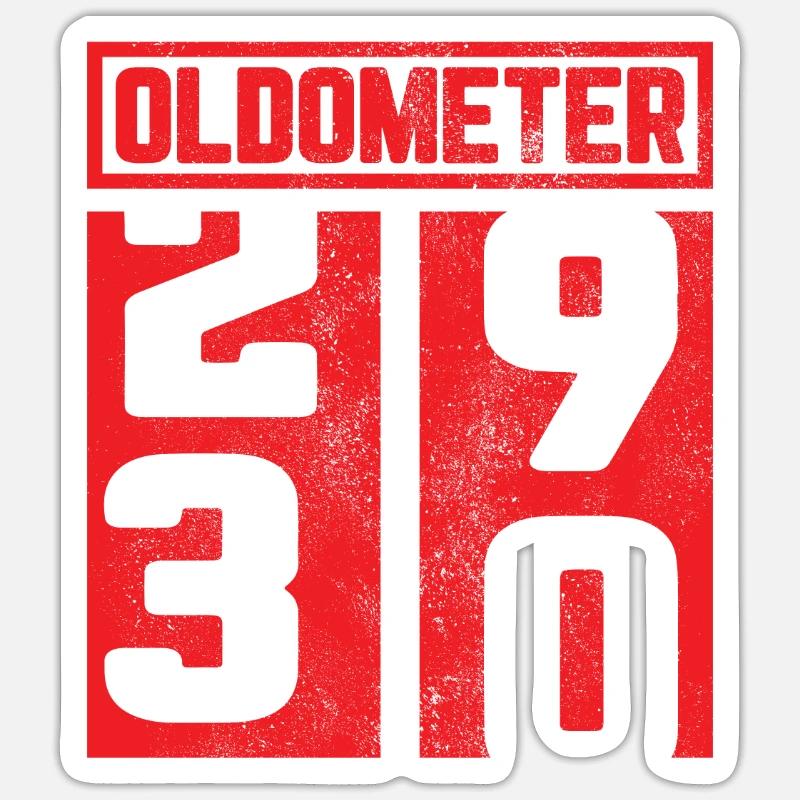 30. Geburtstag 30 30ster Geschenk Oldometer - Sticker Größe S (10 x 10 cm) - Mattweiß