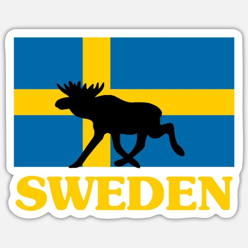 Drapeau de la Suède Elk - Sticker taille S (10 x 10 cm) - blanc mat