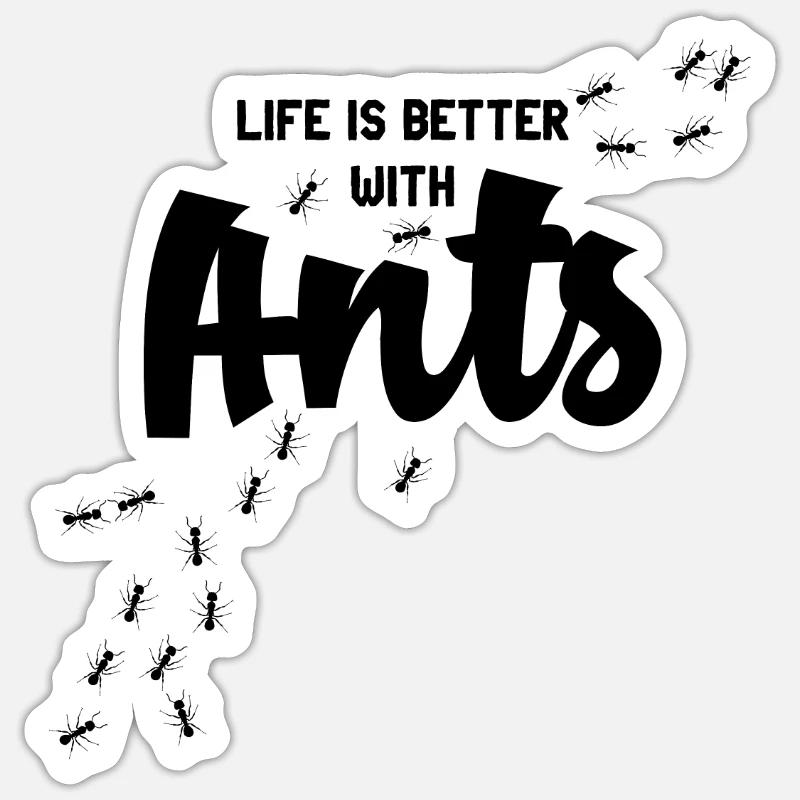 Fourmis - Sticker taille S (10 x 10 cm) - blanc mat