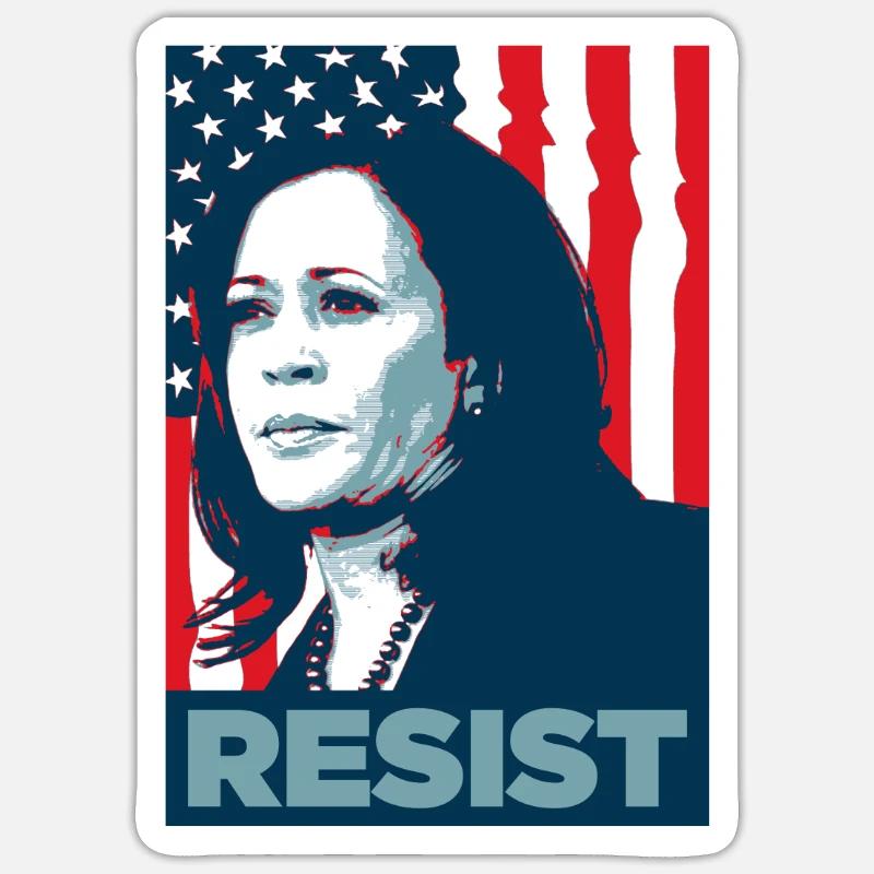 Kamala Harris résiste - Sticker taille S (10 x 10 cm) - blanc mat