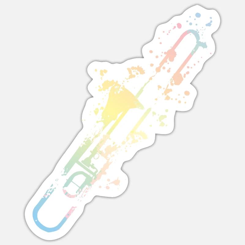 Trombone Splash - Sticker taille S (10 x 10 cm) - blanc mat